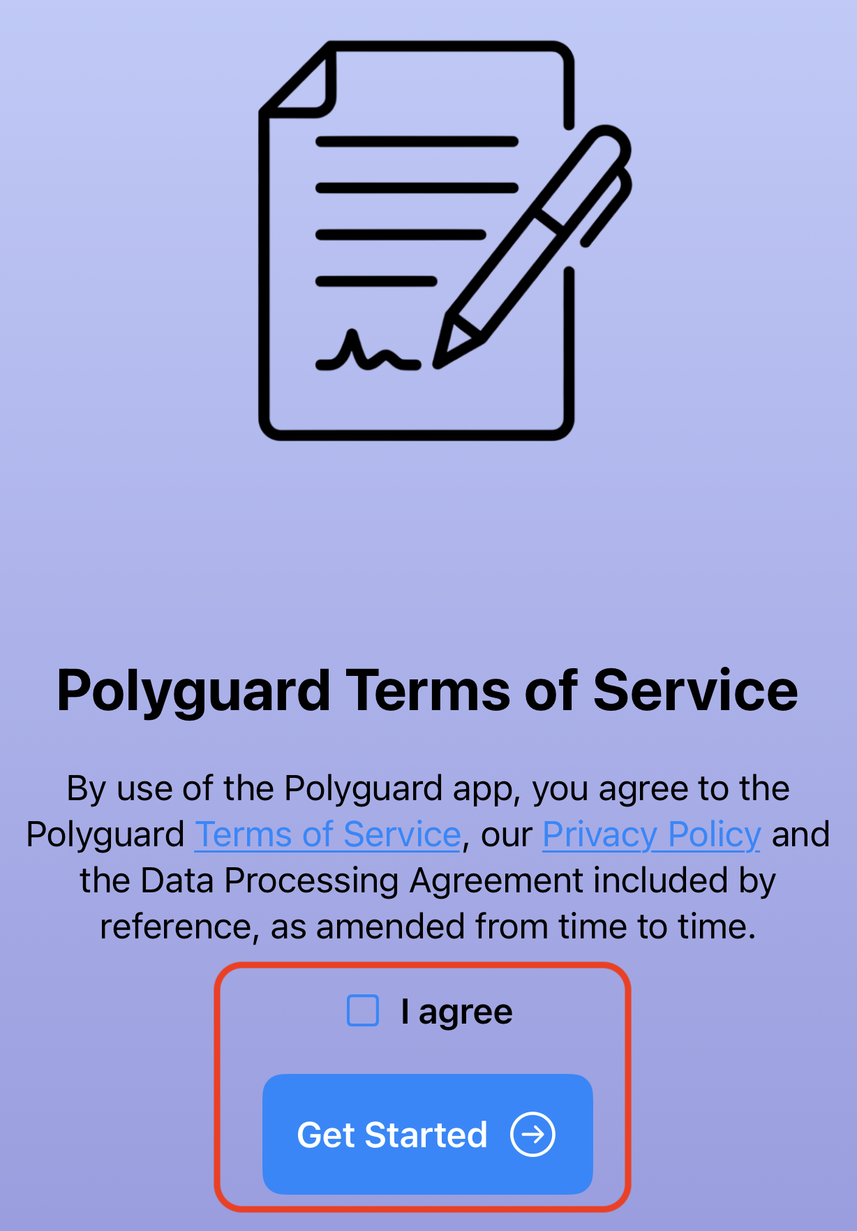 Consent agreement screen
